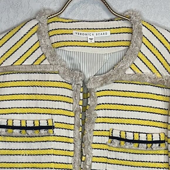 New Veronica Beard Talie Dickey Jacket w/ Frayed Trim Size 8 - Picture 3 of 15